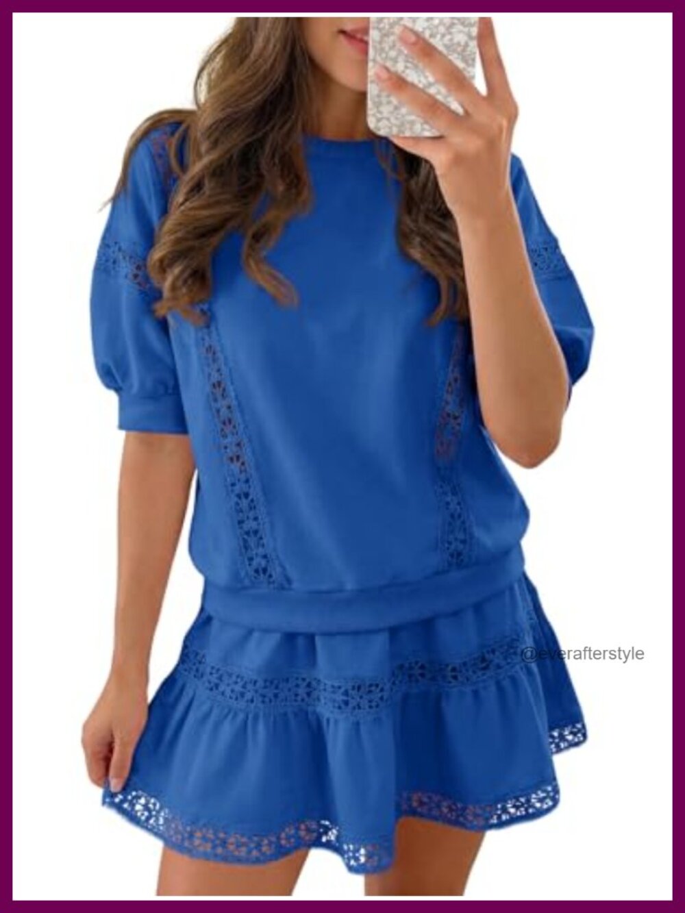 Lace Trim Puff Sleeve Skirt Set Coquette Summer Going Out Two Piece